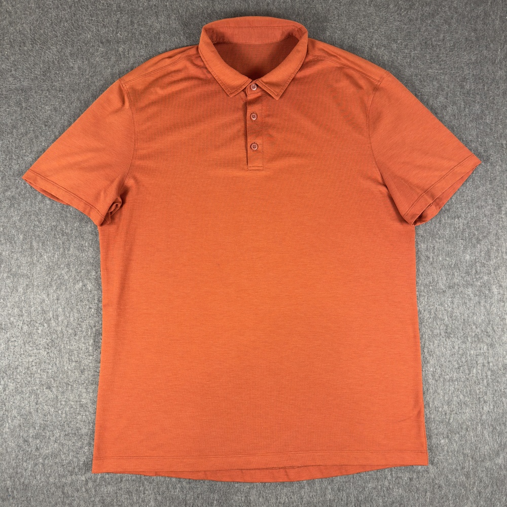 Lululemon Evolution Polo Shirt Mens Large Orange Solid Performance Golf Stretch